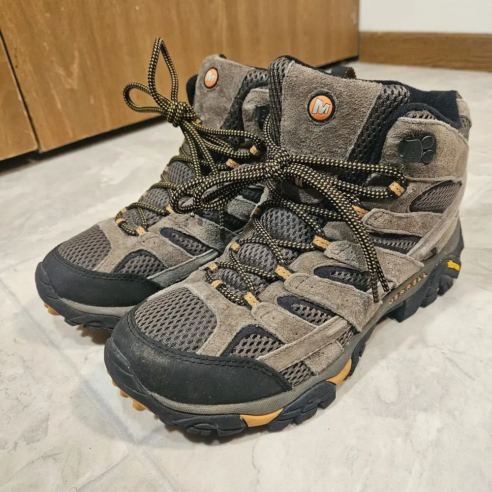 Merrell Moab 2 Mid Vent Men 7.5 Walnut Brown Hiking Boots Vibram Shoes J06045